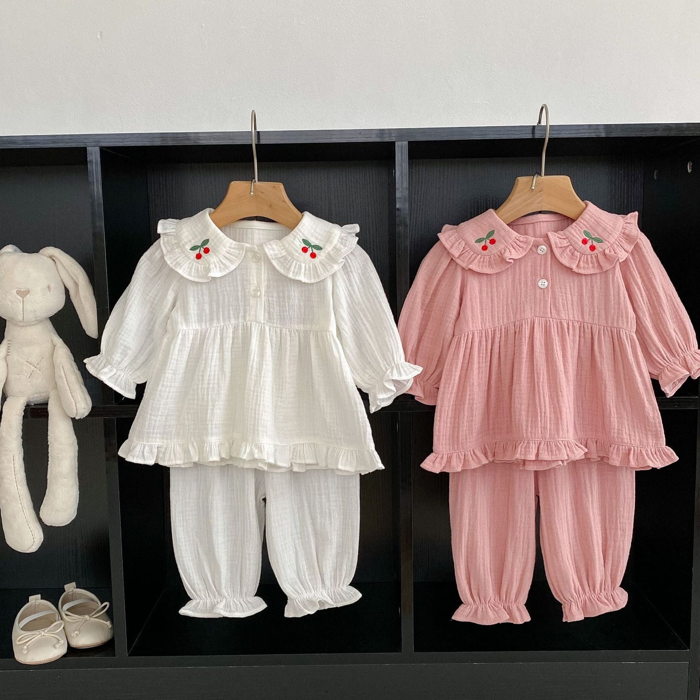 Embroidered Design Doll Neck Simple Style Home Clothes