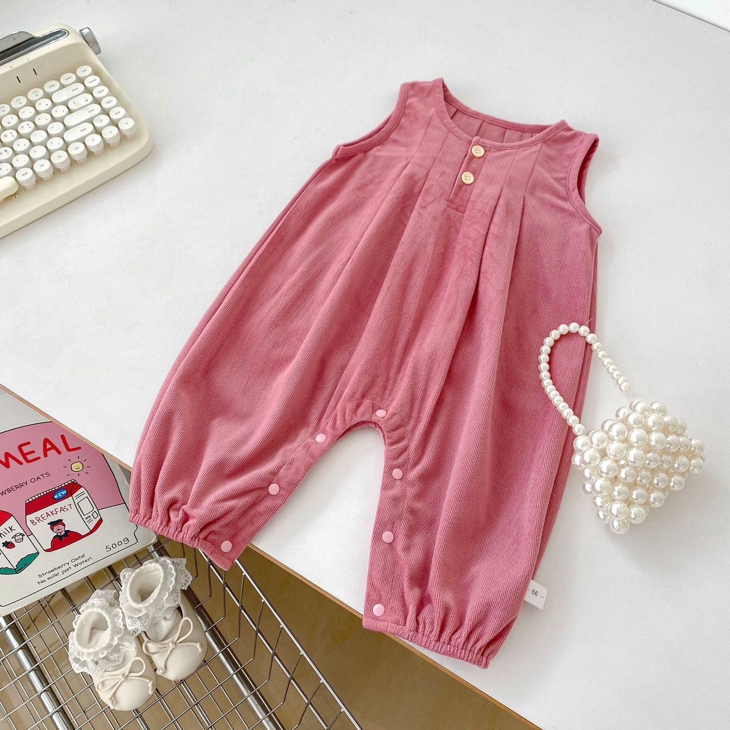 Arrival Autumn Baby Girls Long Sleeves Solid Color Knitted Top and Pink Overalls β Clothing Set