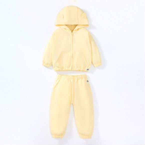 Baby Solid Color Cartoon Shape Casual Cardigan Sets