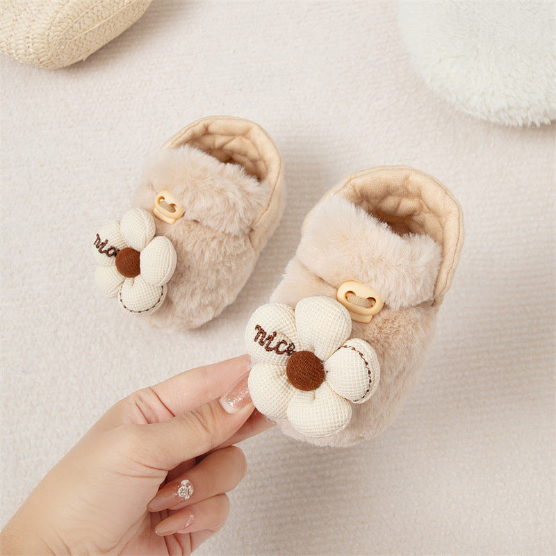 Winter Arrival Baby Animals Cartoon Pattern Anti-slip Fleece-lined Toddler Cotton Shoes