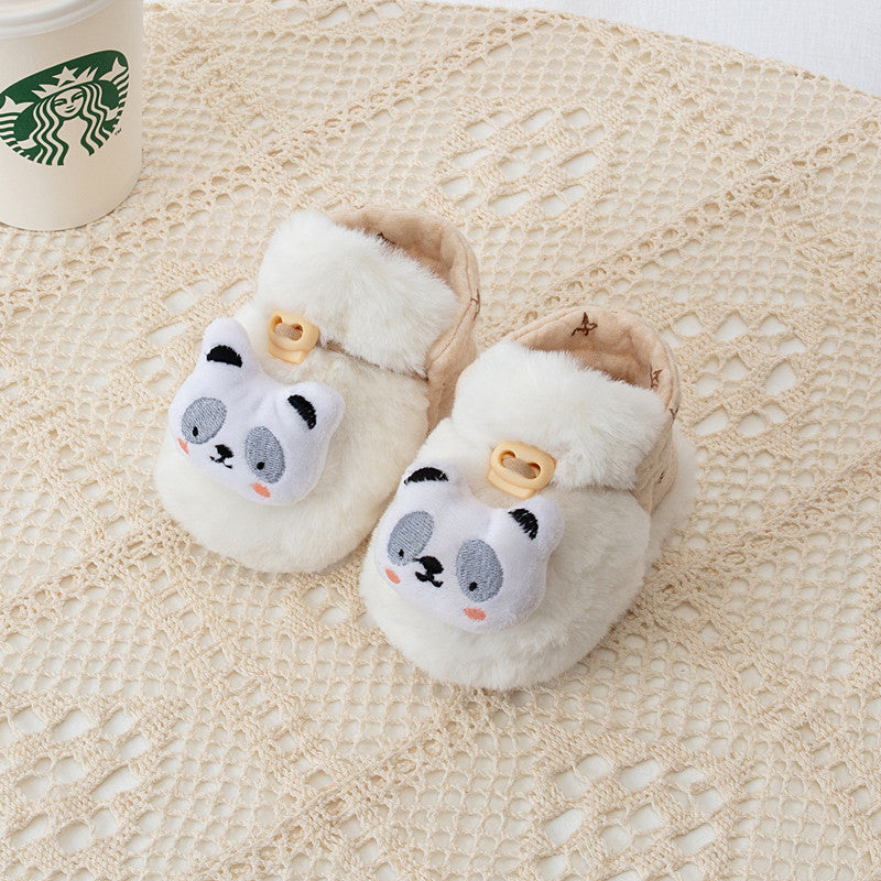 Winter Arrival Baby Animals Cartoon Pattern Anti-slip Fleece-lined Toddler Cotton Shoes