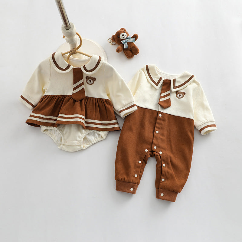 Baby Girl Cartoon Bear Embroidered Pattern