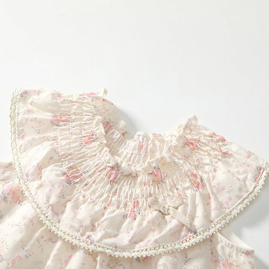 Summer Baby Kids Floral Pattern Sleeveless Top Dress and Bloomers Clothing Set for Girls