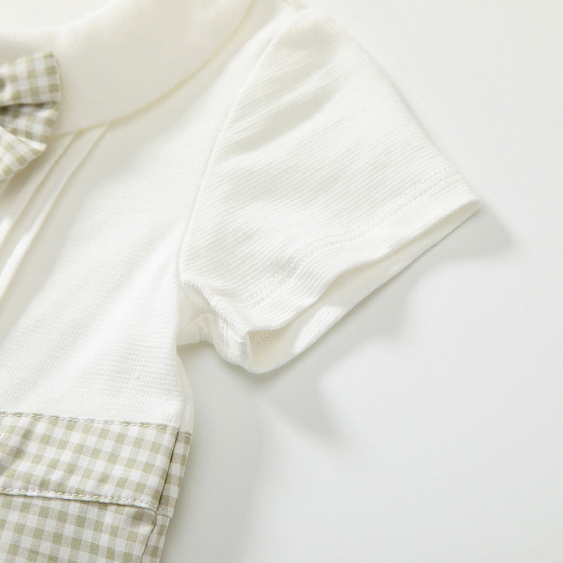 Summer Arrival Baby Boys Short Sleeves Cute Plaid Pattern Rompers