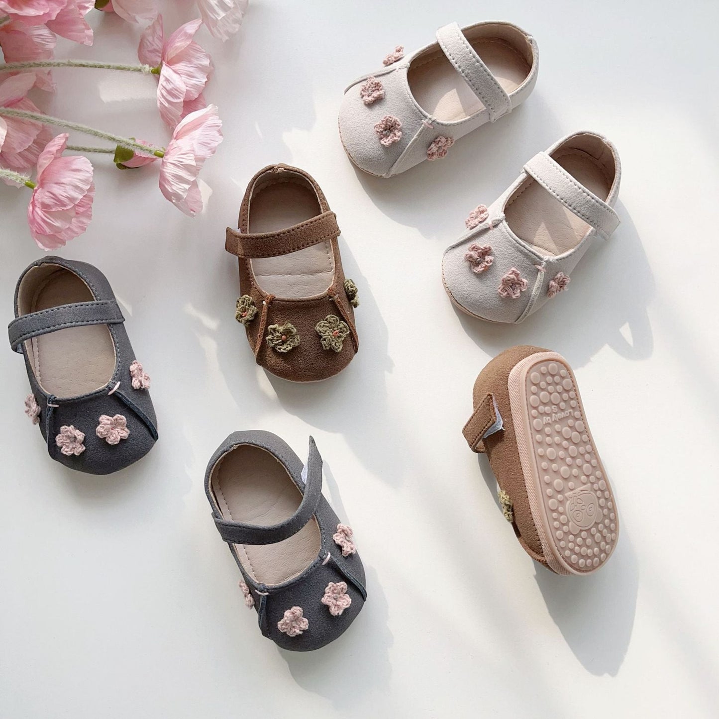 Spring Baby Girl Fashion Flowers Pattern Toddler Soft-Sole Anti-slip Walking Shoes