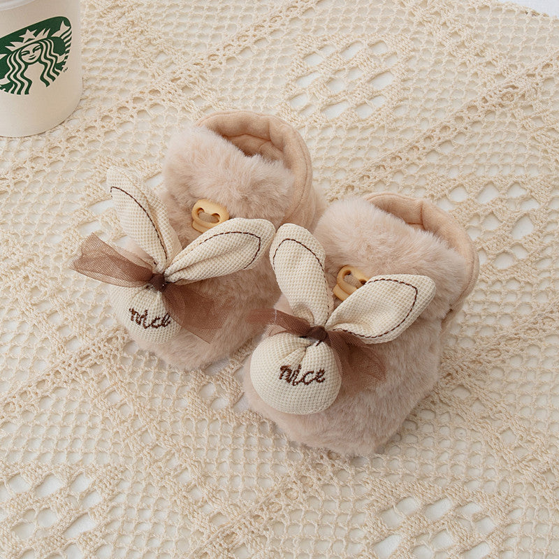 Winter Arrival Baby Animals Cartoon Pattern Anti-slip Fleece-lined Toddler Cotton Shoes
