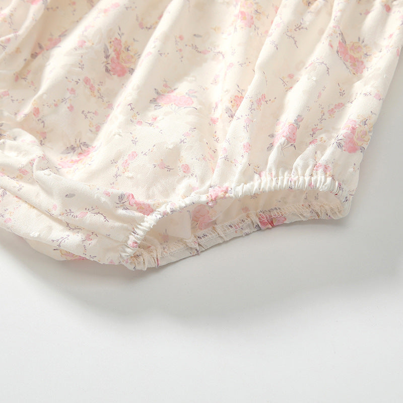 Summer Baby Kids Floral Pattern Sleeveless Top Dress and Bloomers Clothing Set for Girls