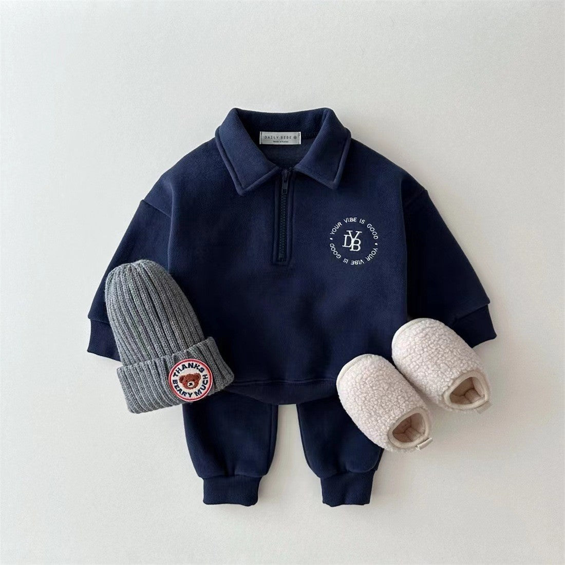 Winter and Autumn Kids Unisex Casual Letter Logo Long Sleeves Zip-up