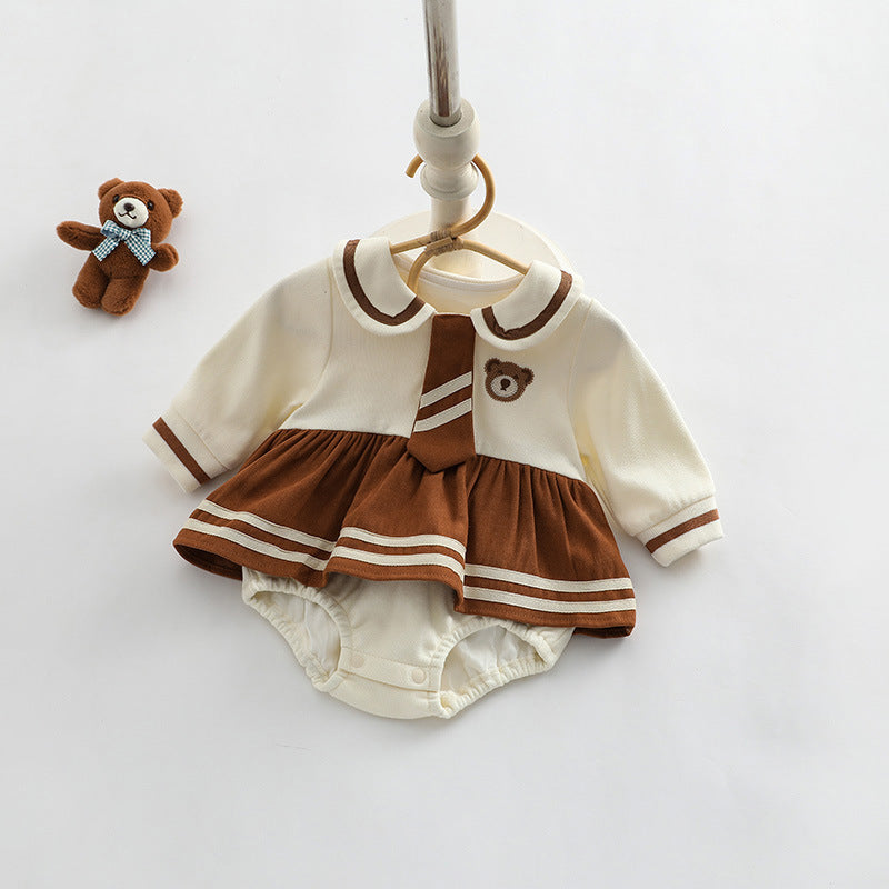 Baby Girl Cartoon Bear Embroidered Pattern