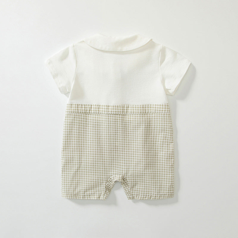 Summer Arrival Baby Boys Short Sleeves Cute Plaid Pattern Rompers