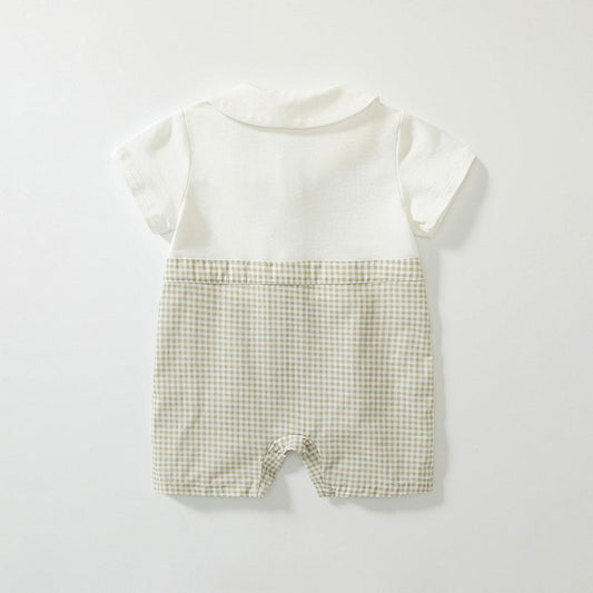 Summer Arrival Baby Boys Short Sleeves Cute Plaid Pattern Rompers