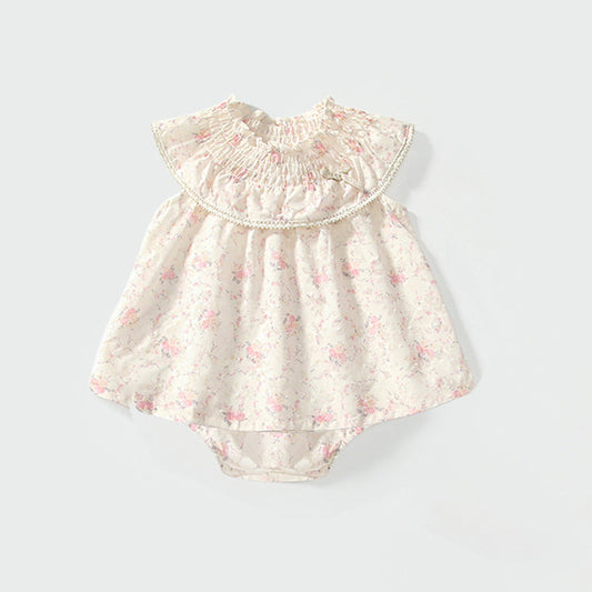 Summer Baby Kids Floral Pattern Sleeveless Top Dress and Bloomers Clothing Set for Girls