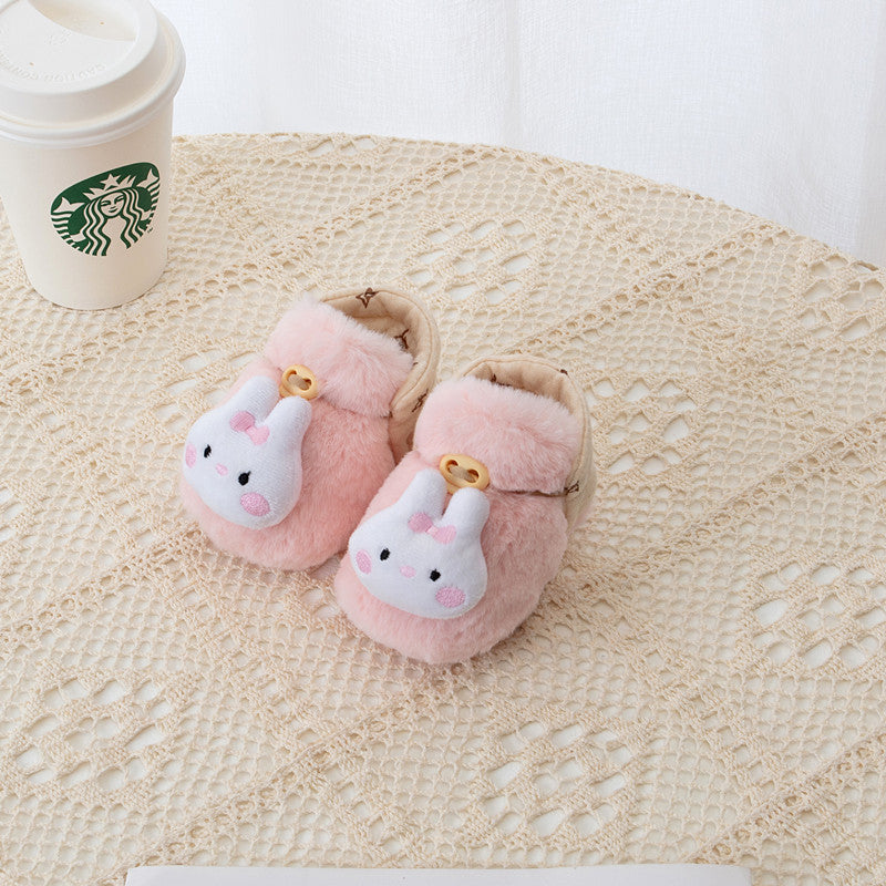 Winter Arrival Baby Animals Cartoon Pattern Anti-slip Fleece-lined Toddler Cotton Shoes