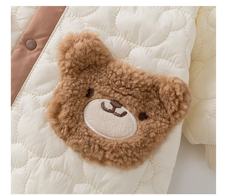 Baby Bear Cartoon Style Home Clothes Single Breasted Romper