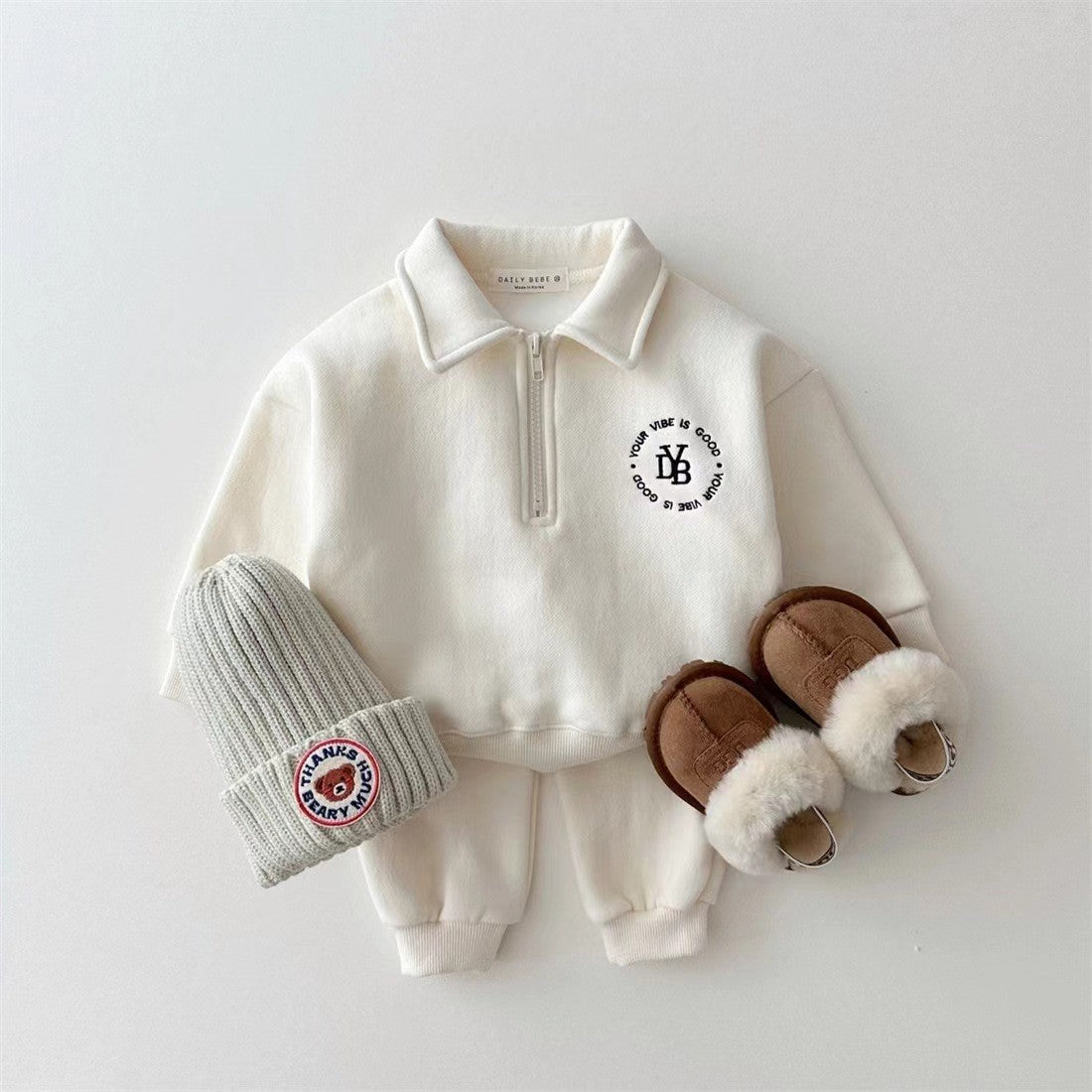 Winter and Autumn Kids Unisex Casual Letter Logo Long Sleeves Zip-up