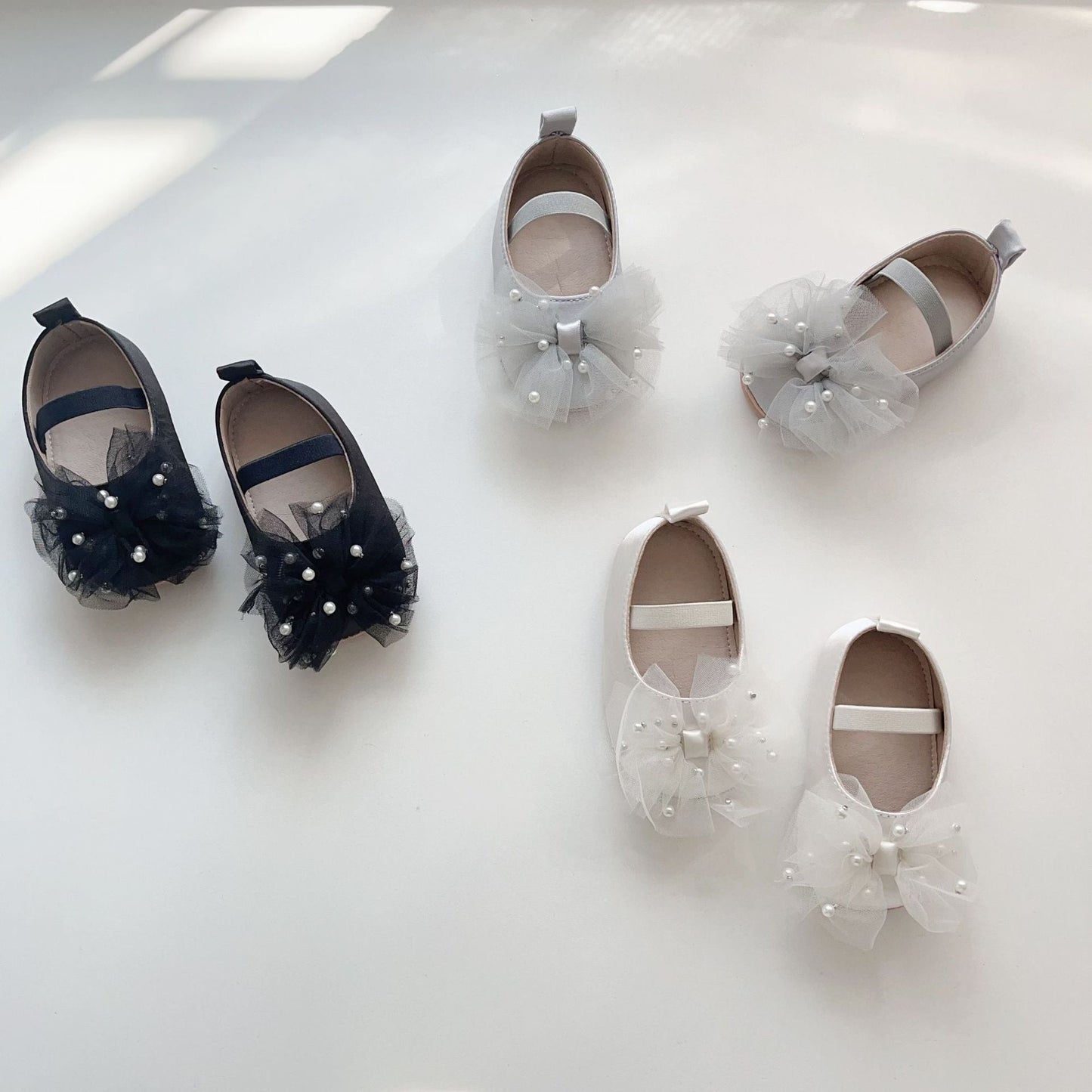 Spring and Summer Baby Girl Fashion Beaded Tulle Patchwork Toddler Soft-Sole Anti-slip Walking Shoes