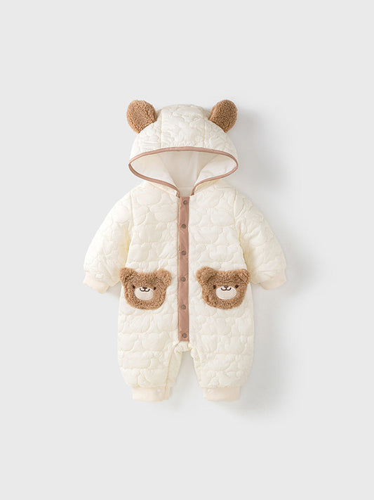 Baby Bear Cartoon Style Home Clothes Single Breasted Romper