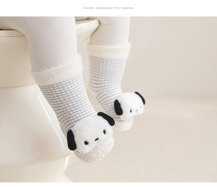 Thickened Winter Toddler Walking Socks, Mid-Calf Floor Shoe Socks, Anti-slip Walking Shoes