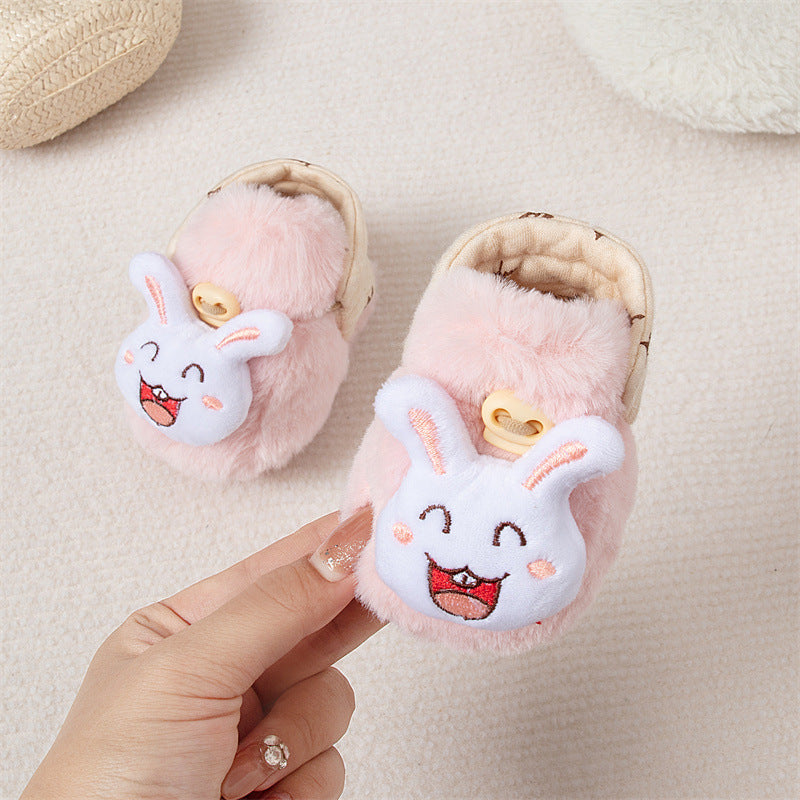 Winter Arrival Baby Animals Cartoon Pattern Anti-slip Fleece-lined Toddler Cotton Shoes